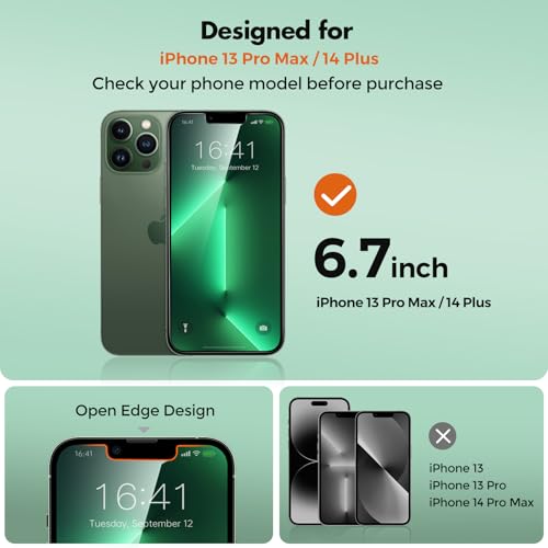 UNBREAKcable 2 Pack Screen Protector for iPhone 14 Plus/13 Pro Max, Shatterproof Tempered Glass [Easy Installation Frame] [9H Hardness] [99.99% HD Clear] for Apple iPhone 13 Pro Max/14 Plus 6.7 inch - size: iPhone 13 Pro Max/14 Plus