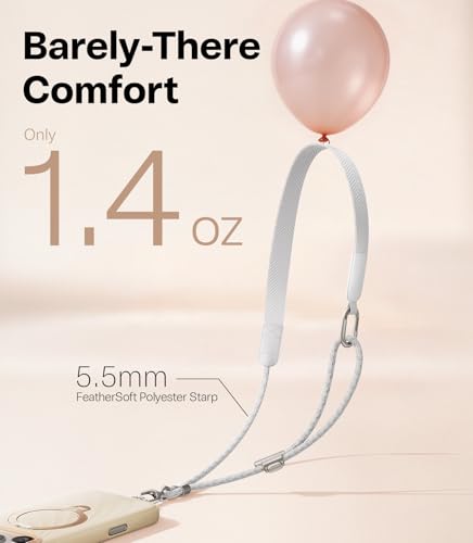 TORRAS Phone Lanyard Crossbody, Lightweight Strap with 2 Tabs, White - color: White
