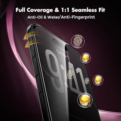 UNBREAKcable Privacy Screen Protector for iPhone Air, Full Coverage Shatterproof Tempered Glass [True 28°Anti Spy] [9H Hardness] [Easy Installation Frame] 2-Pack Private Screen for iPhone Air - size: iPhone Air
