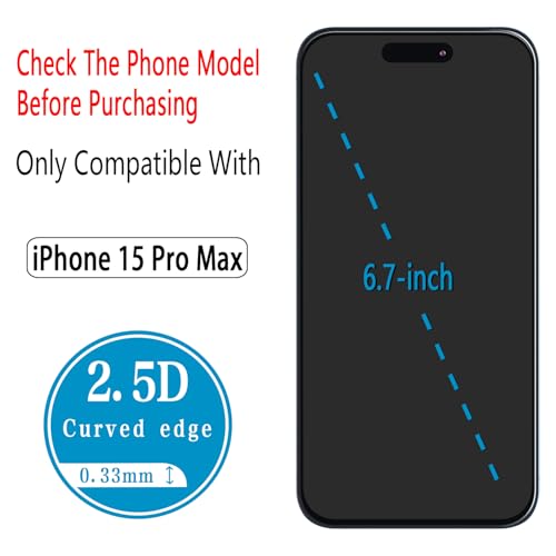 2+2 Pack Screen Protector for iPhone 15 Pro Max Tempered Glass - size: (Standard)iPhone 15 Pro Max 6.7 Inch