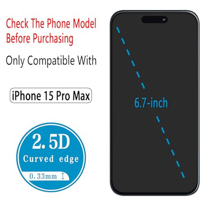 2+2 Pack Screen Protector for iPhone 15 Pro Max Tempered Glass - size: (Standard)iPhone 15 Pro Max 6.7 Inch