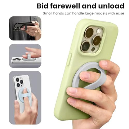 Magnetic Silicone Phone Grip Ring Holder Compatible with MagSafe Phone Case - color: Grey