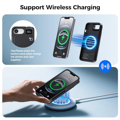 Mavulo 8000mAh Battery Case for iPhone 16e/17e, Power Bank Fast Charging | Portable Protective,USB-C Fast Charging,Fast Charger,Rechargeable Charger Case 6.1", Black