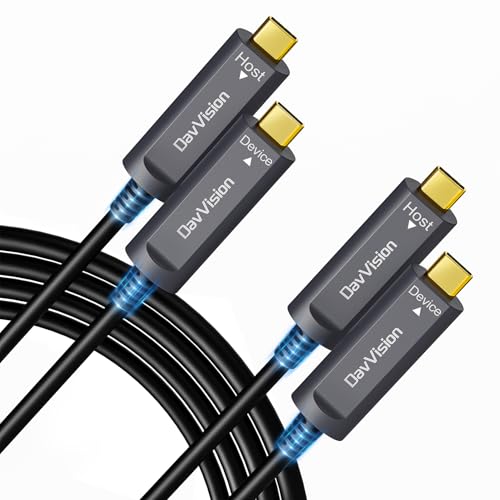 USB C Fiber Optic Cable 50 FT 2-Pack,10Gbps USB 3.2 Gen2 Active USB C Cable with German SiliconLine Chip, Ultra Slim & Long Distance for 4K Camera,VR/AR,Video Conference,Industrial System - size: 50FT, style: Standard - 2 Pack