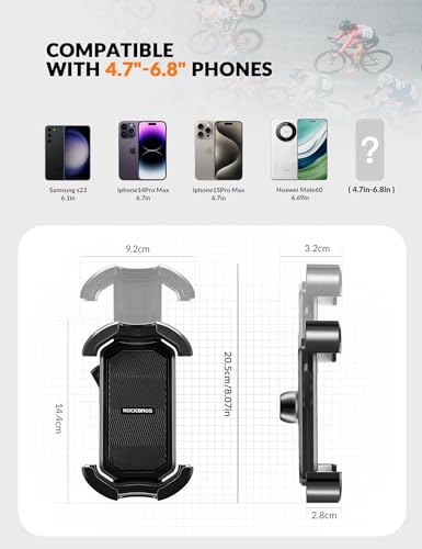 ROCKBROS Bike Phone Holder Security Lock Shockproof Bicycle Phone Mount - color: Handlebar Mount Black