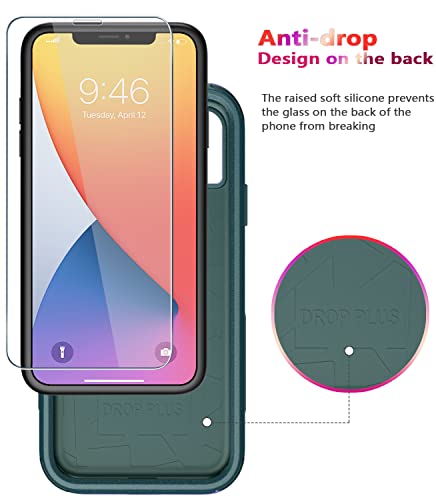 Diverbox for iPhone 11 Case [Shockproof] [Dropproof] [Tempered Glass Screen Protector],Heavy Duty Protection Phone Case Cover for Apple iPhone 11 (Dark Green-3in1) - color: Dark Green-3in1