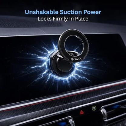 GraviX Magnetic Car Phone Holder for MagSafe, Powerful Magnet, Strong Suction, Anti-Vibration ARM, 360° Adjustable Dashboard & Windshield Car Mount