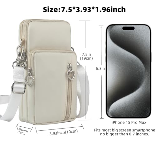 Small Crossbody Bag for Women - Mini Phone Purses with Crossbody Strap and Wallet - Nylon Arm Bag - color: A-off-white