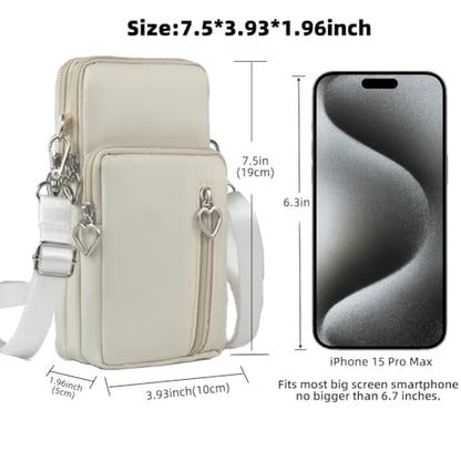 Small Crossbody Bag for Women - Mini Phone Purses with Crossbody Strap and Wallet - Nylon Arm Bag - color: A-off-white
