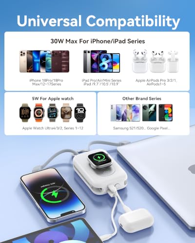 RORRY CharmGo Portable Charger, 20000mAh PD 30W Portable Charger Power Bank - color: White