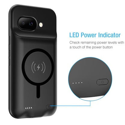Battery Case for Google Pixel 9a, Upgraded 10000mAh Portable Protective Charging Case with Wireless Charging Compatible for Google Pixel 9a (6.3 inch) Battery Pack Charger Case with Carplay (Black) - size: Google Pixel 9a -10000mAh