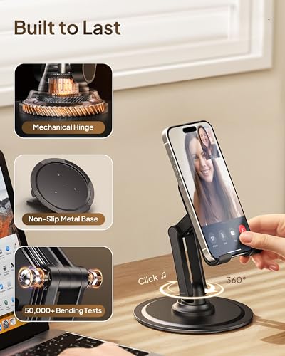 COOPER 360° Stand Rotating Cell Phone Stand for Desk, Desktop Phone Holder - color: 2 Pack - All Black