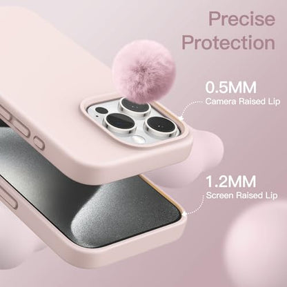JETech Silicone Case for iPhone 15 Pro Max, Light Pink | Silky Soft Touch, Shockproof Protection, Scratch Resistant, Microfiber Lining - color: Light Pink, size: iPhone 15 Pro Max