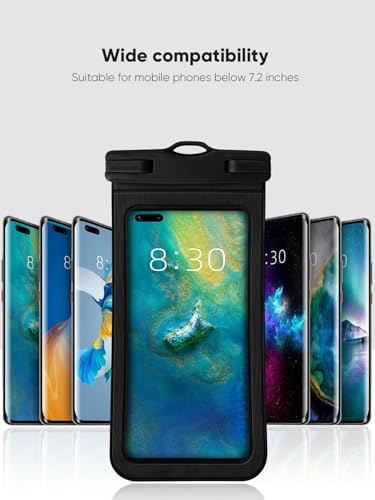 2-Pack Extra-Large Waterproof Phone Pouches, Universal Floating Waterproof Pouch, Underwater Dry Bag for iPhone 15 14 13 12 11 Pro Max, Galaxy S23 S22 S21 S20 Ultra, Pixel, White+Black - color: White+Black