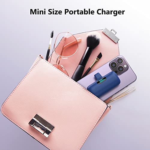 [2-Pack] Mini Portable Charger 5000mAh Power Bank,3A PD USB C Cell Phone Portable Power, LCD Display Battery Pack Compatible with iPhone 16/15/15 plus/15 pro/15 pro Max/Android/Samsung/Moto/LG etc - color: Blue+green