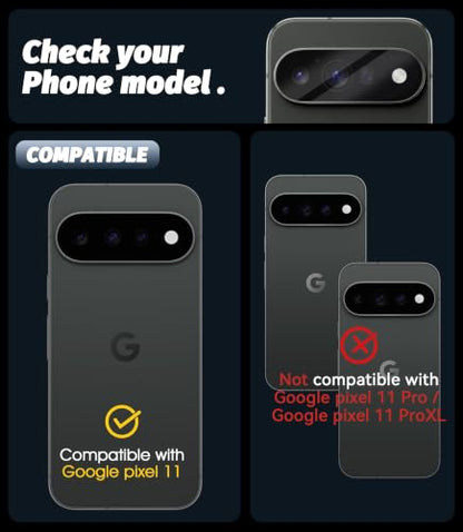 Orzero (3 Pack Camera Lens Protector Compatible for Google Pixel 11 (Not for Pro/XL Model), Protector de Cámera Case Friendly Tempered Glass 9H High Definition Microphone Cutout Anti-Scratch - size: Google Pixel 11 6.3 inch