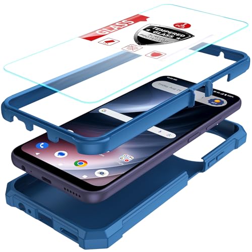 DpS for Cricket Icon Plus 2026/AT&T Verge 2 Case 3-in-1, Icon Plus 2026/Verge 2 with Screen Protector, Dual-Layer Full Body Protection,Hard PC Bumper&Silicone Back Military Grade Cover. (Blue) - color: Blue