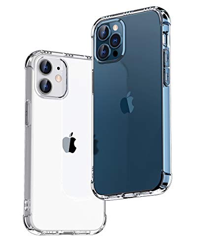 ONES for iPhone 12/12 Pro Case Clear Slim Soft TPU Silicone Cover Military Drop Protective Thin Phone Bumper Case with Shockproof Airbags, Yellowing Resistant, Transparent - color: HD High Transparency, size: iPhone 12Pro / 12