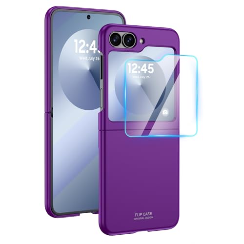 GooseBox for Samsung Galaxy Z Flip 6 Case with Screen Protection,Z Flip 6 Slim HD Clearly Case Ultra-Thin Anti-Scratch Shockproof Phone Case(Purple) - color: Flip6-Purple