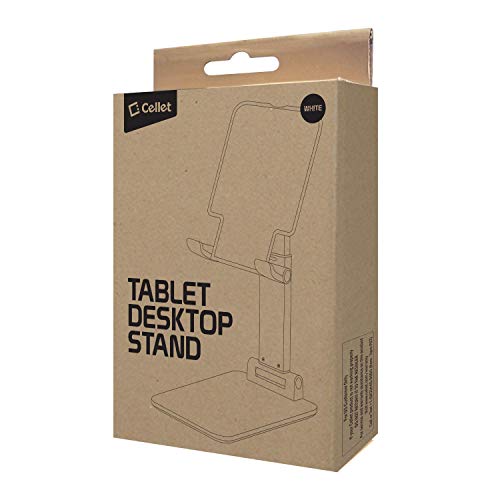 Cellet Adjustable Phone Holder & Tablet Stand, Desktop Table Dock Mount - Foldable Stand Compatible for iPhones, iPad Pro Air Mini Android Smartphones and Tablets (White) - color: White