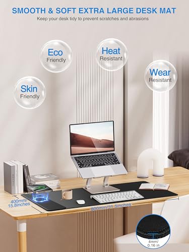 TopMade Wireless Charging Mouse Pad, 31.5"x15.8" XXL Large Desk Mat, Black - color: Classic-31.5"x15.8"
