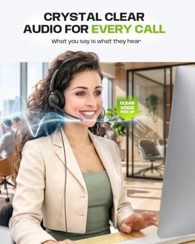 Acer USB Headset with Microphone, Clear Sound Quality for Call ＆ Meetings, Wired Computer Headset for PC Laptop, Single Ear Headset for Office, Work, Teams and Call Center Use - USB-A/C & 3.5mm