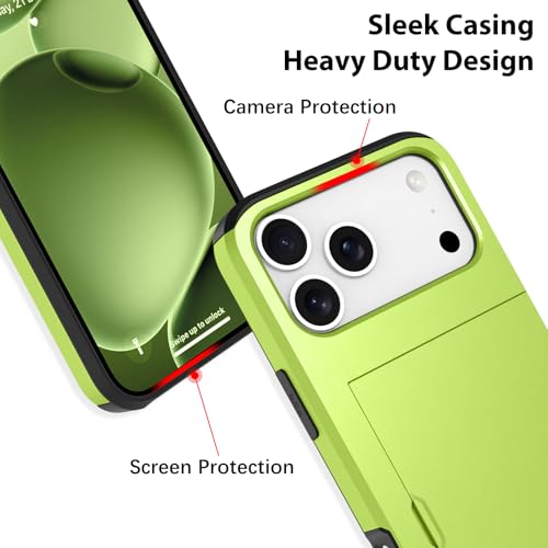 Wallet Case for iPhone 17 Pro Max with 2 Card Holder Credit Slot - color: Green, size: iPhone 17 Pro Max