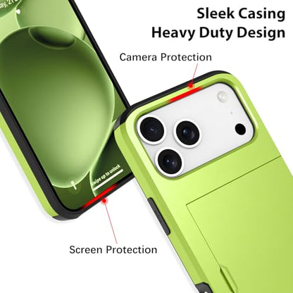 Wallet Case for iPhone 17 Pro Max with 2 Card Holder Credit Slot - color: Green, size: iPhone 17 Pro Max