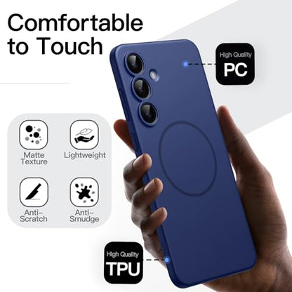 JETech Magnetic Slim Case for Samsung Galaxy S25 FE, Navy Blue | Compatible with MagSafe, Full Camera Lens Protection, Ultra-Thin Lightweight, Matte Finish Phone Cover - color: Navy Blue, size: Galaxy S25 FE