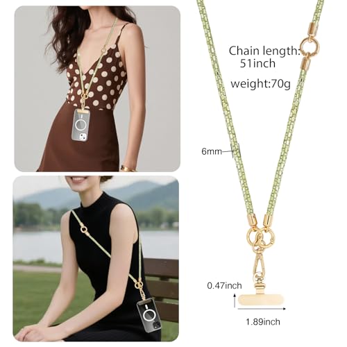Crystal Phone Lanyard Crossbody Adjustable Rhinestone Anti-Theft Phone Strap Crossbody Cell Phone Neck Strap for Women - color: Light Yellow