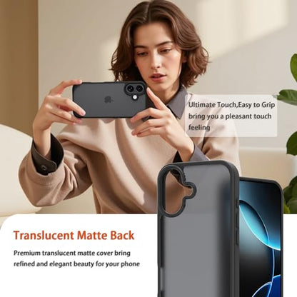 for iPhone 17 Case Translucent Matte Phone Cover, [10 FT Military Grade Drop Protection] Slim Durable Shockproof Protective Bumper (Black, iPhone 17) - color: Black, size: iPhone 17