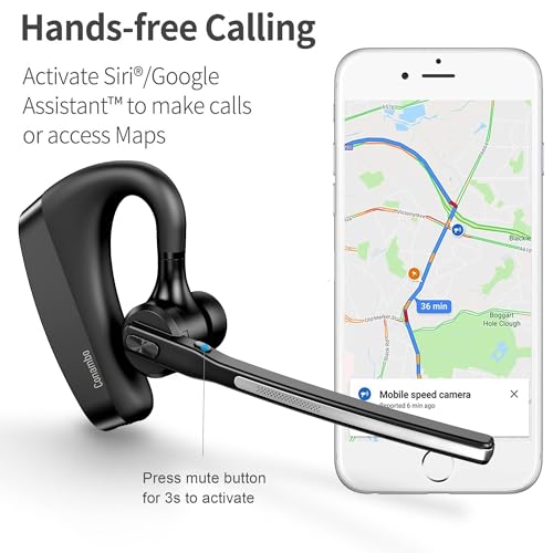 Conambo Bluetooth Headset 5.2 with CVC8.0 Dual Mic Noise Cancelling Bluetooth Earpiece 16Hrs Talktime Wireless Headset for Truck Driver iPhone Android Cell Phones