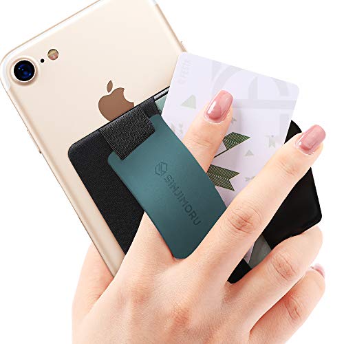 Sinjimoru Phone Grip Card Holder with Phone Stand, Silicone Teal | Sinji Pouch B-Grip, stick on wallet, finger grip strap, kickstand phone stand, flap card protection, universal fit - color: Teal