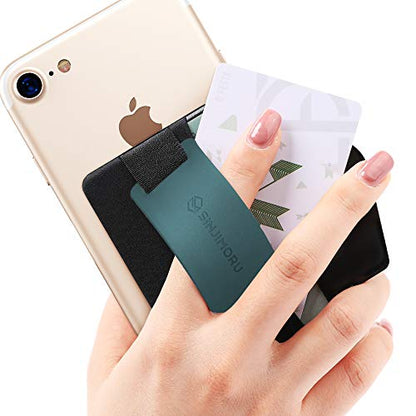 Sinjimoru Phone Grip Card Holder with Phone Stand, Silicone Teal | Sinji Pouch B-Grip, stick on wallet, finger grip strap, kickstand phone stand, flap card protection, universal fit - color: Teal