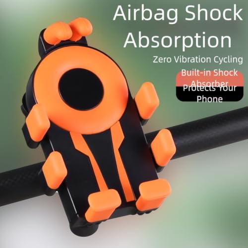 FABULETTA Shockproof Bike Phone Mount with Air Cushion Vibration Dampener, Eight Claw Anti Shake Grip, 360 Degree Rotating Phone Stand for Motorcycle Handlebar(Black White) - color: Black White
