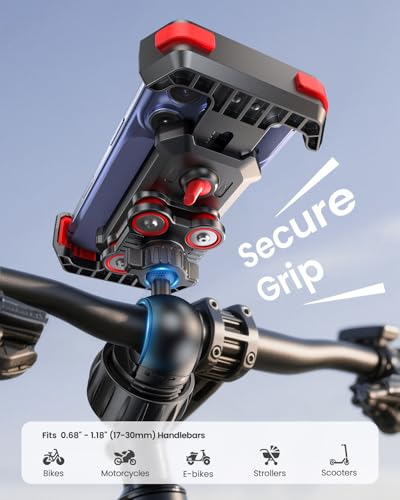 LOXP Anti-Shake Motorcycle Phone Holder with 2026 Dual Vibration Dampener - color: Red