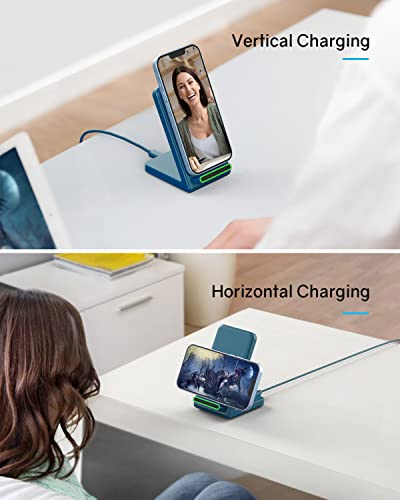 Fast Wireless Charging Station for Phone: CIYOYO 15W Charging Stand Compatible with iPhone 15/14/13/12/11, Samsung Galaxy S23/ S22/ S21/ S20 for Office Bedside Gift - color: Blue