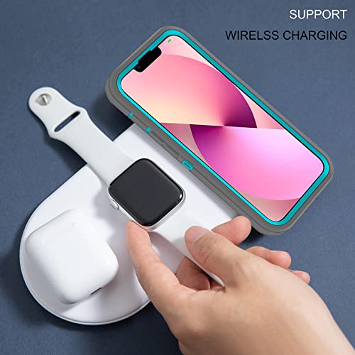 Co-Goldguard Shockproof Case for iPhone 13 with Tempered Glass Screen Protector 3 Layer Military Grade Drop Protection Heavy Duty Protection Rugged Rubber Phone Case Cover for iPhone 13 6.1 GreyGreen - color: GreyGreen