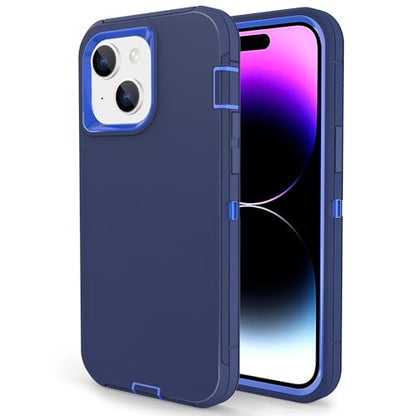 Compatible with iPhone 15 for Men, Dual Layer Shockproof Full Body Cover Military Grade Drop Protection Heavy Duty Phone Case for Apple Phone 15/14/13 6.1 inch (Navy/Blue) - color: Navy/Blue
