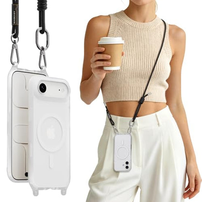 MAGEASY Roam MagSafe Crossbody iPhone Case with Adjustable Strap for iPhone Air, Magnetic Case with Detachable Lanyard, 16FT Drop Defense, Camera Control Compatible (Transparent) - color: Transparent, size: iPhone 17 Air