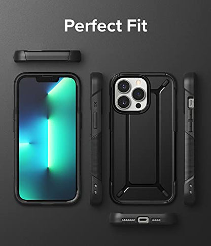 Ringke DX Compatible with iPhone 13 Pro Max, Tough Dual-Layered Military Grade Drop Protection Heavy Duty Frame Bumper Back Cover for 6.7-Inch (2021) - Black