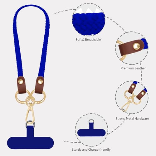 Hovmwey Stretchy Phone Lanyard Tether, 2 Pack Phone Leash Anti-theft Phone Strap for Anti-drop Outdoor Hiking Cycling Climbing Universal for Most Cell Phones, Clein Blue - color: Clein Blue