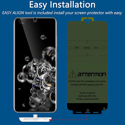 LYWHL 2+2 Pack for Samsung Galaxy S20 Ultra Privacy Screen Protector, Anti-Spy Black Full Adhesive Flexible Film + Camera Lens Glass Protector for Galaxy S20 Ultra - size: Samsung Galaxy S20 Ultra