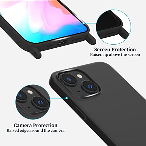 Compatible with iPhone 15 Case with Lanyard Crossbody iPhone Case with Strap Adjustable Shockproof Drop Protection Silicone Phone Cover for iPhone 15 6.1’’ Black - color: Black, size: iPhone 15