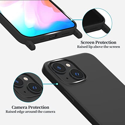 Compatible with iPhone 15 Case with Lanyard Crossbody iPhone Case with Strap Adjustable Shockproof Drop Protection Silicone Phone Cover for iPhone 15 6.1’’ Black - color: Black, size: iPhone 15