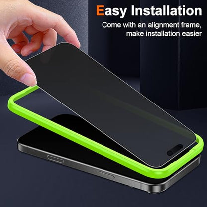 2 Pack Matte Privacy Screen Protector for iPhone 17 Pro Max 6.9-inch with Installation Frame, Full Coverage Anti-Spy Anti-Glare 9H Tempered Glass Film, Case Friendly - size: iPhone 17 Pro Max-6.9 Inch