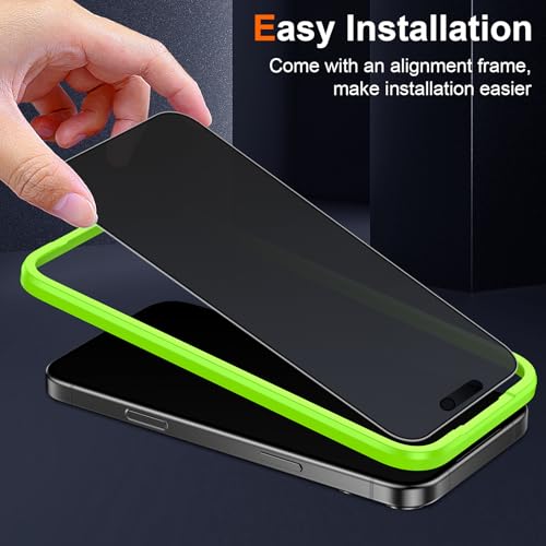 2 Pack Matte Privacy Screen Protector for iPhone 17 Pro 6.3-inch with Installation Frame, Full Coverage Anti-Spy Anti-Glare 9H Tempered Glass Film, Case Friendly - size: iPhone 17 Pro-6.3 Inch