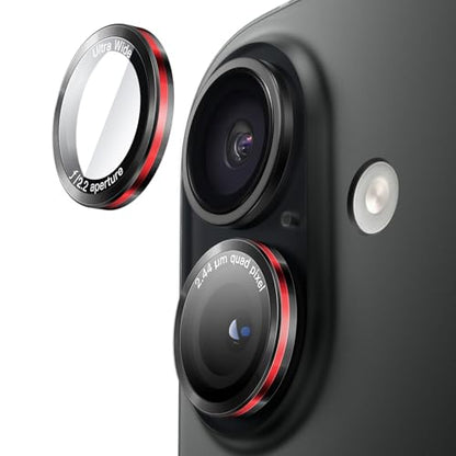 JETech Camera Lens Protector for iPhone 16/16 Plus, Black+Red, 1 Set - size: iPhone 16/16 Plus