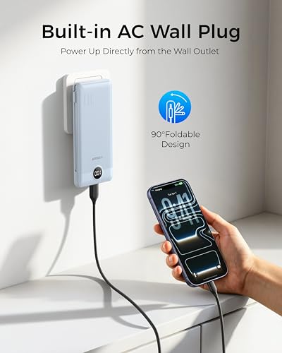 VEGER Portable Charger for iPhone, Power Bank Built in Cables and Wall Plug - color: D Blue