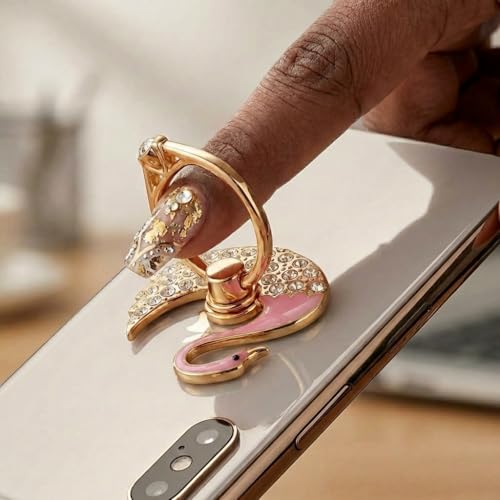NXVX Swan Phone Ring Holder, Pink Crystal Finger Grip & Kickstand - color: Luxe Swan Pink